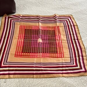 Vintage Multicolor Geometric Scarf 27”x27”